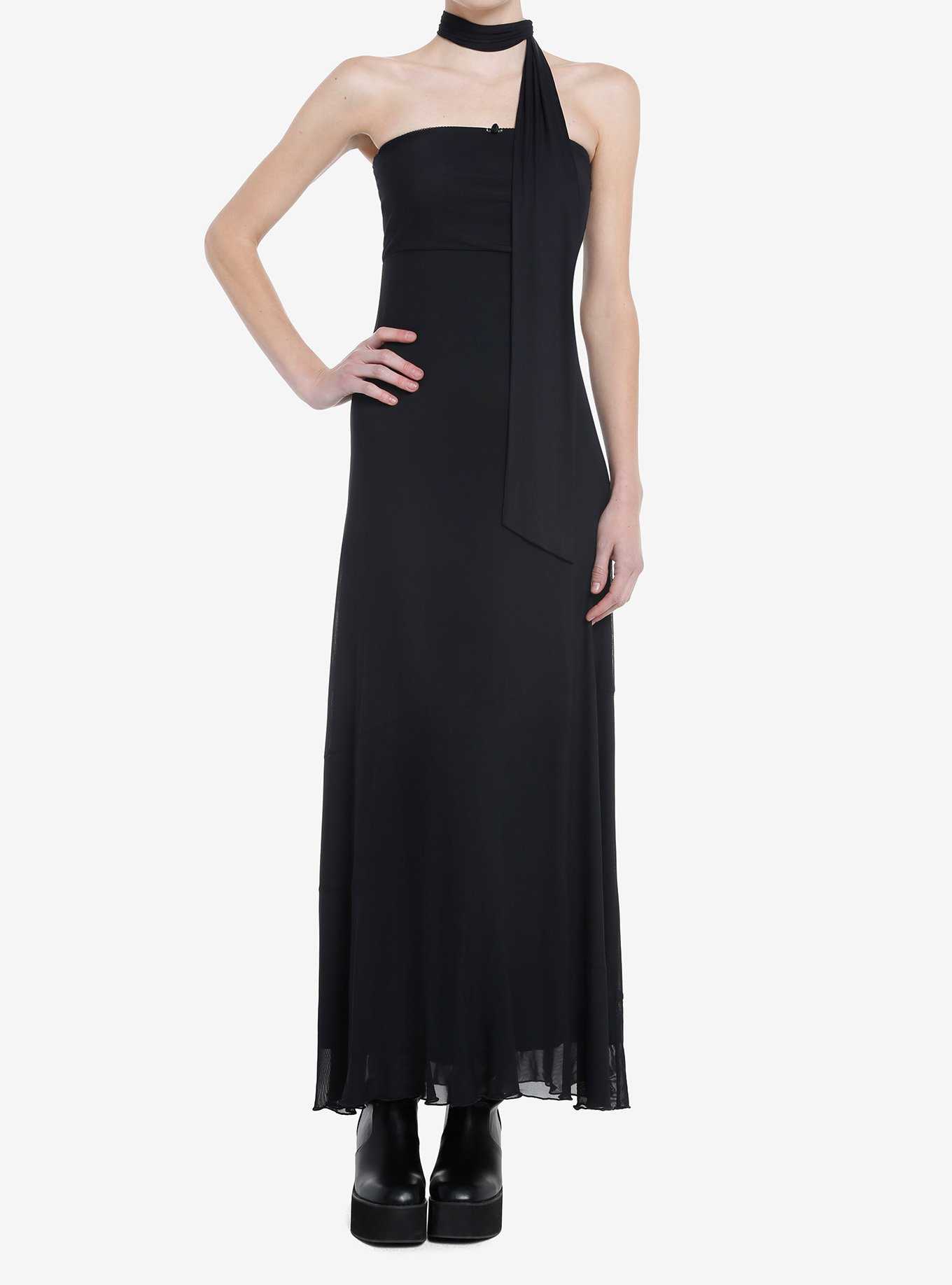 | Strapless Hot Topic Dress Neck Maxi Black Aura Cosmic Tie