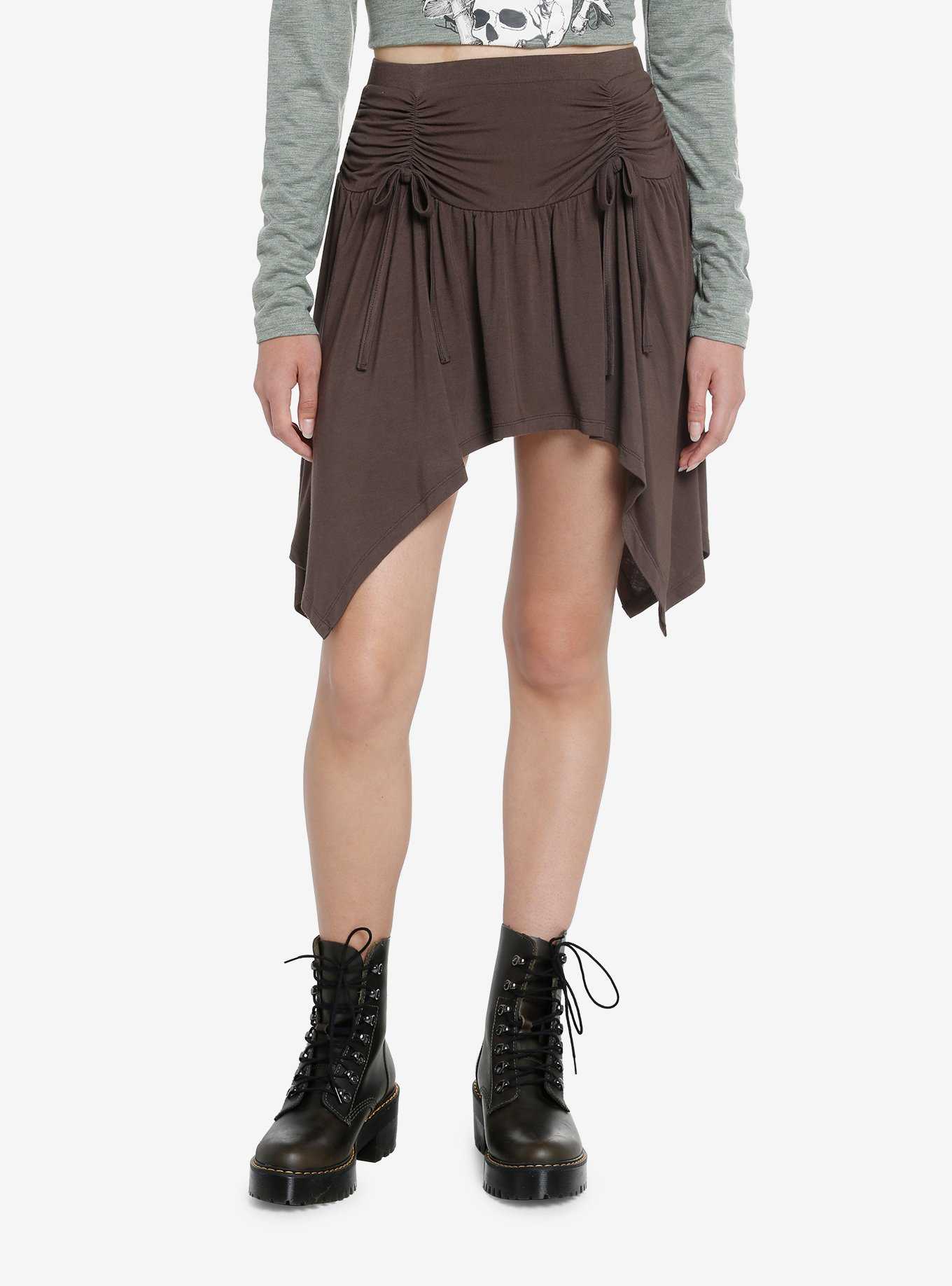 Thorn & Fable Grey Ruched Front Mini Skirt, , hi-res