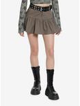Light Brown Ruffle Mini Skirt With Studded Belt, BLACK, hi-res