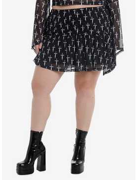 Social Collision Daggers Mesh Mini Skirt Plus Size, , hi-res