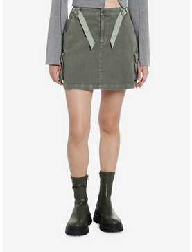Army Green Hardware Strap Utility Skirt, , hi-res