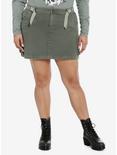 Army Green Hardware Strap Utility Skirt Plus Size, GREEN, hi-res
