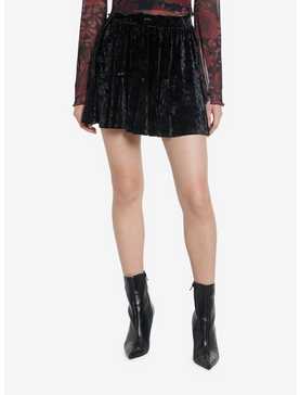 Cosmic Aura Black Velvet Rosette Godet Mini Skirt, , hi-res