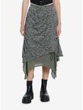 Thorn & Fable Green Lace Layered Ruched Midi Skirt, GREEN, hi-res