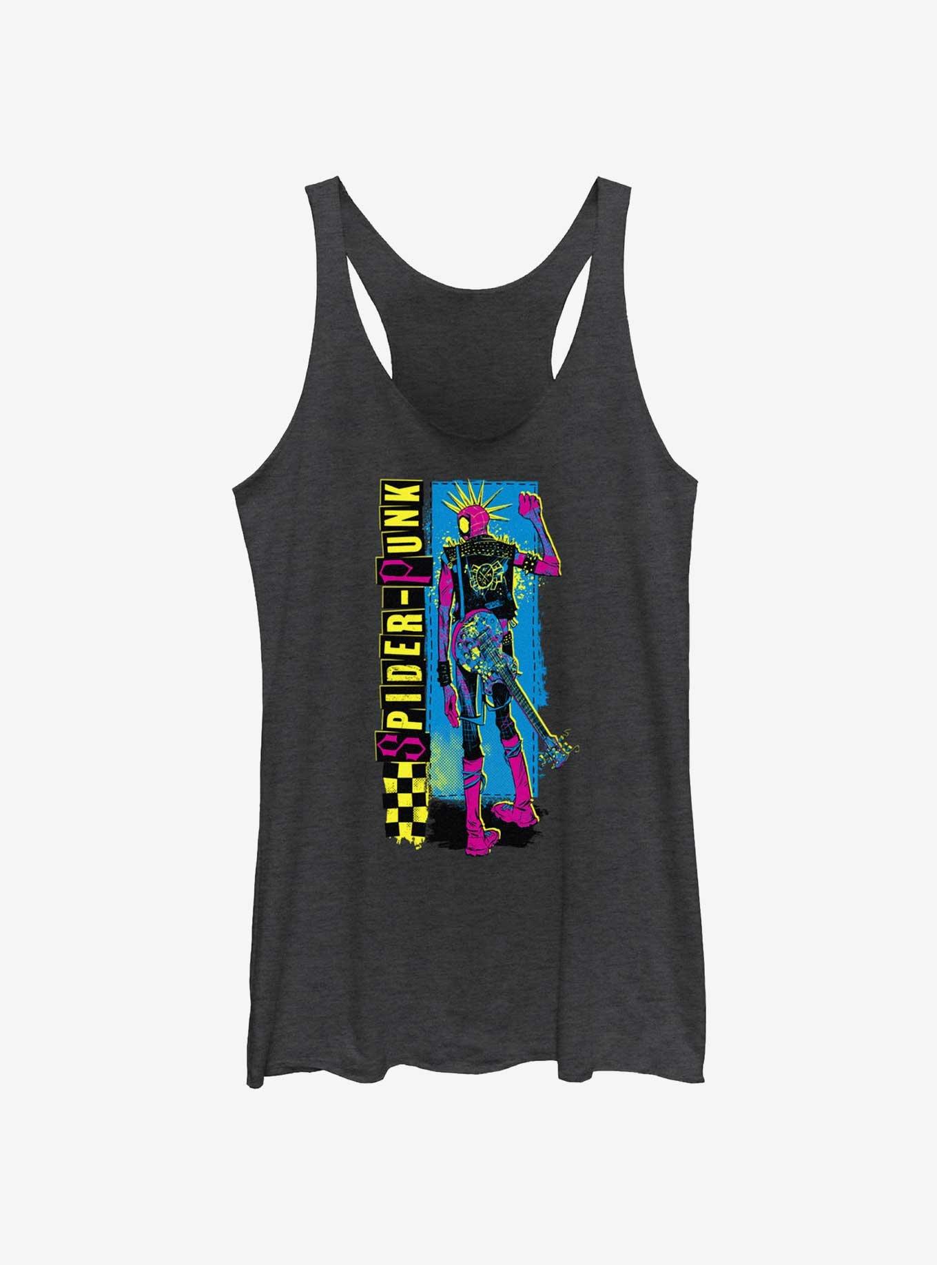 Marvel Spider-Man: Across The Spiderverse Spider-Punk Poster Girls Tank, BLK HTR, hi-res