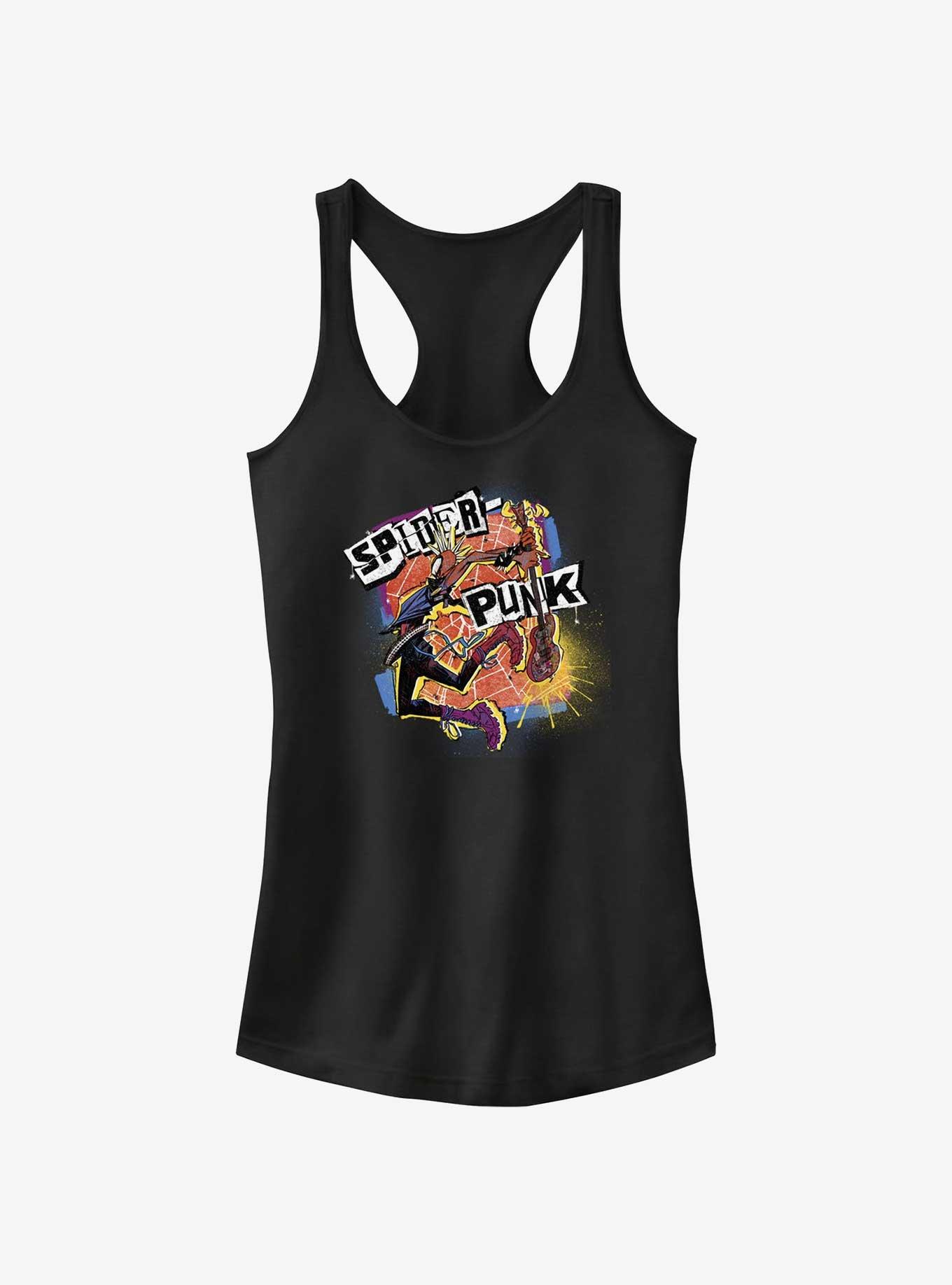 Marvel Spider-Man: Across The Spiderverse Rock On Spider-Punk Girls Tank, BLACK, hi-res