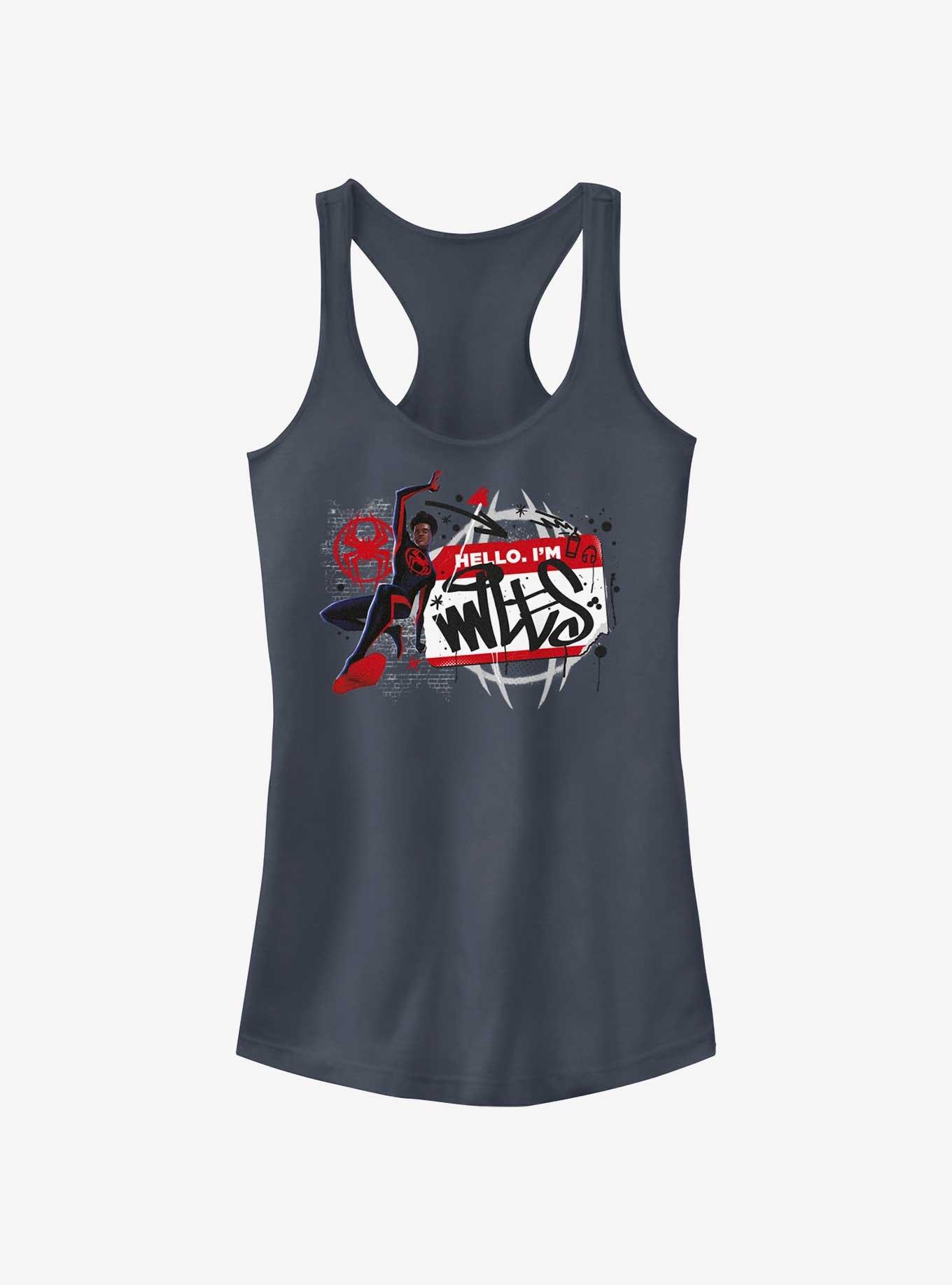 Marvel Spider-Man: Across The Spiderverse Miles Name Tag Girls Tank, INDIGO, hi-res