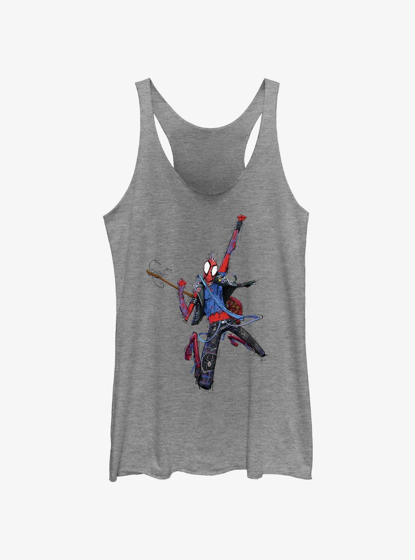 Marvel Spider-Man: Across The Spiderverse Spider-Punk Girls Tank, GRAY HTR, hi-res