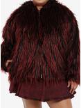 Social Collision Red & Black Faux Fur Girls Hoodie Plus Size, BLACK, hi-res