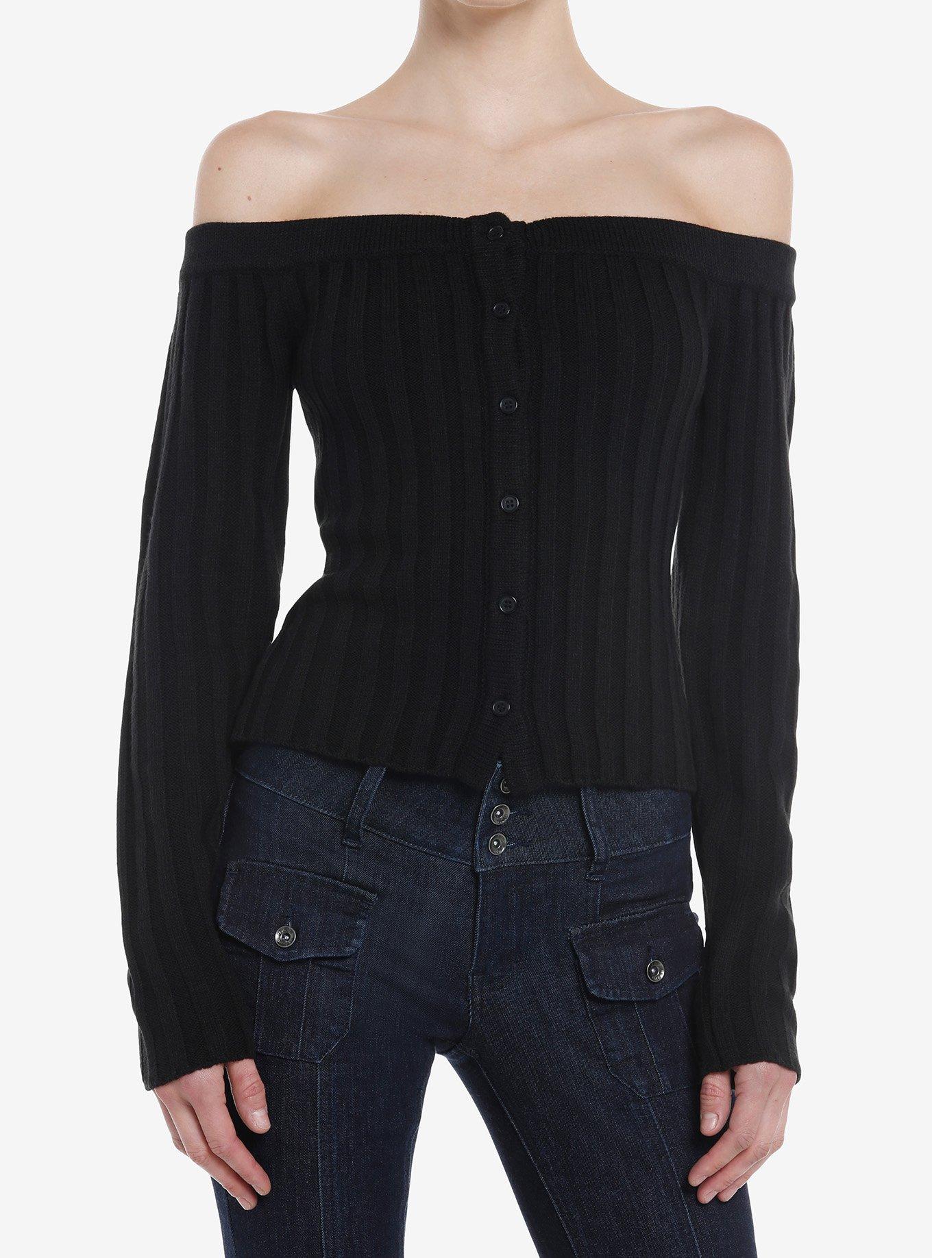 ☆NASTY FANCY CLUB☆ NF Heidi Knitted Off Shoulder BLACKF24Q FANCY CLUB】HEIDI KNITTED OFF-SHOULDER | OUR BRAND,FANCY