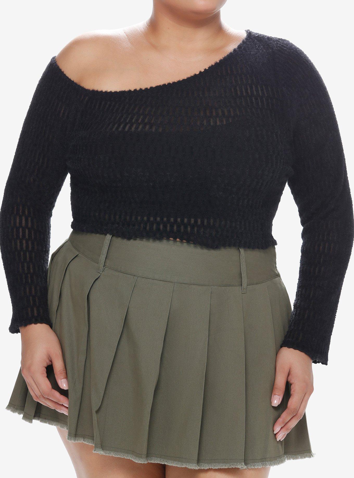 Plus size black off the shoulder sweater hot sale