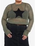Social Collision Star Knit Girls Crop Sweater Plus Size, BLACK, hi-res
