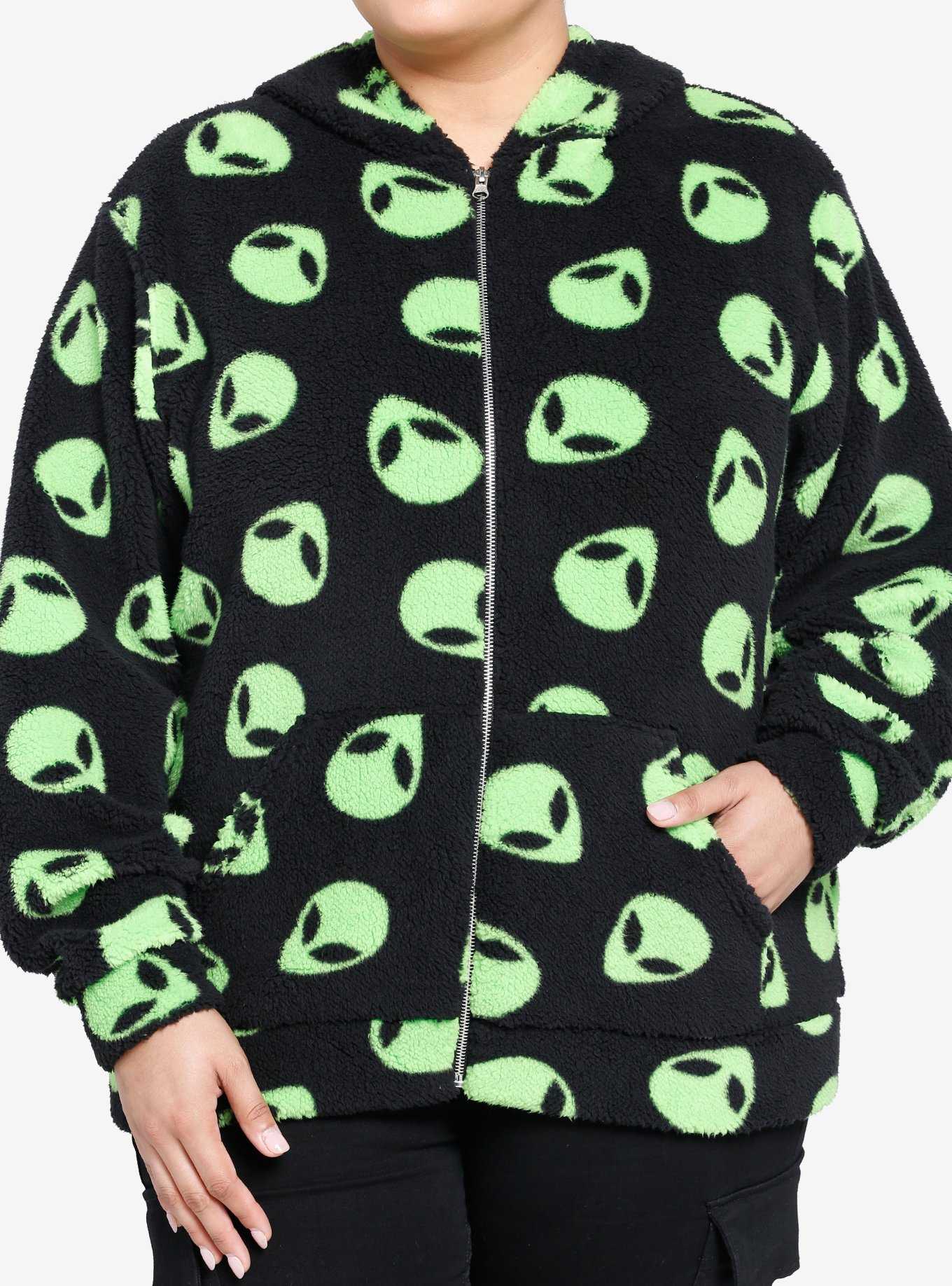 Alien Fuzzy Sherpa Girls Hoodie Plus Size, , hi-res