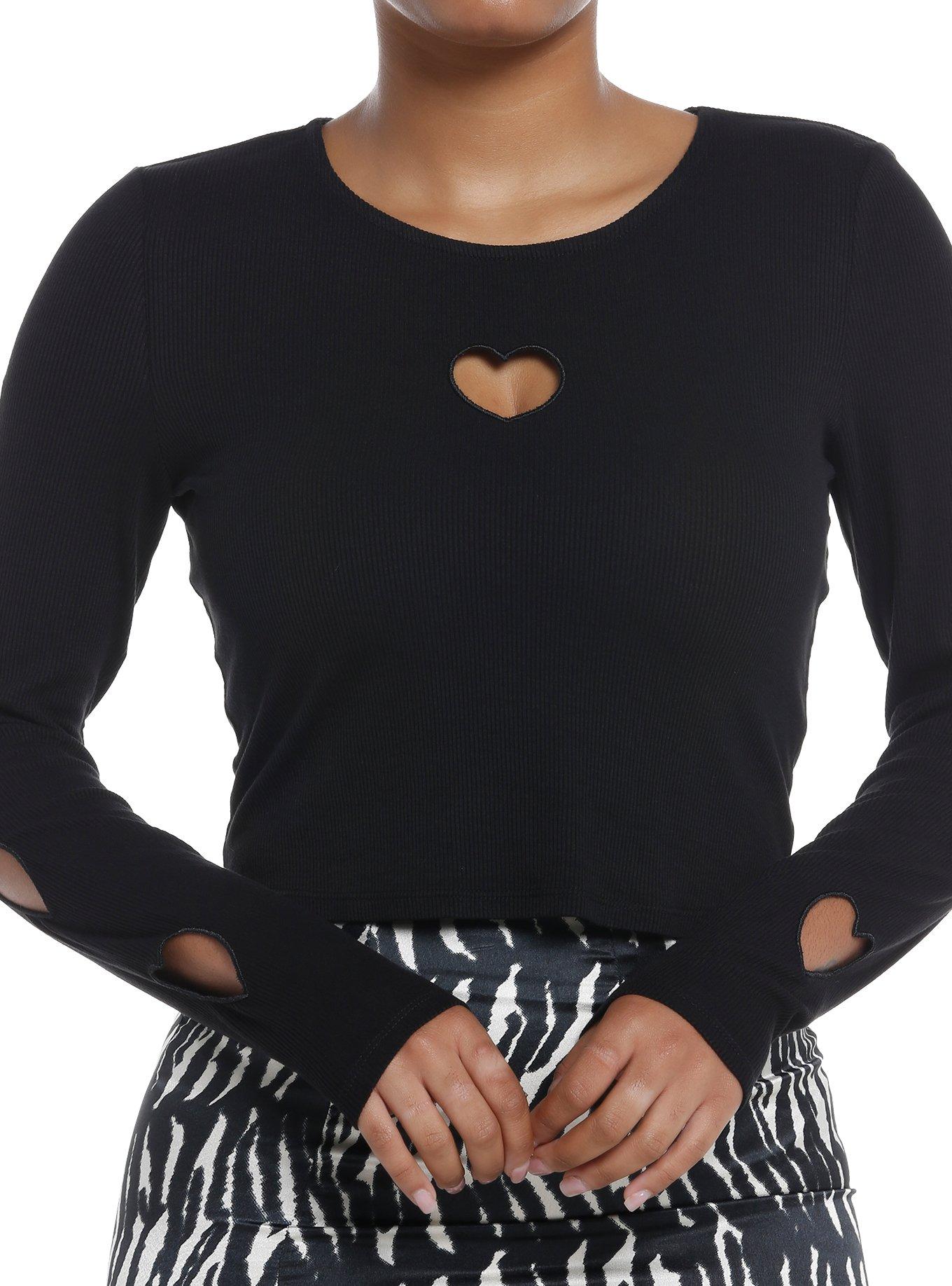 Black Hearts Cutout Girls Long-Sleeve Top | Hot Topic