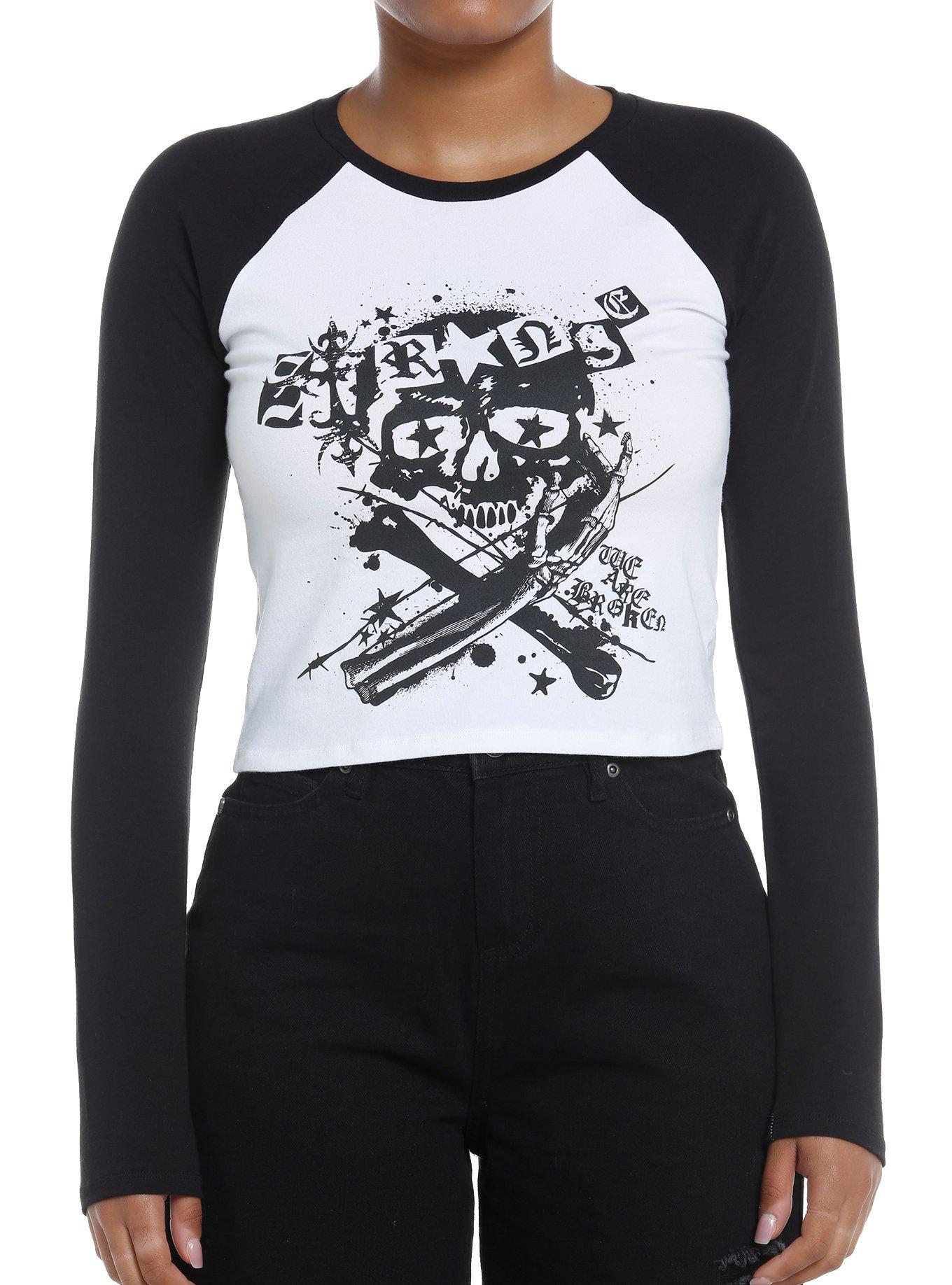 Strange Skull Girls Crop Raglan Long-Sleeve T-Shirt, , hi-res