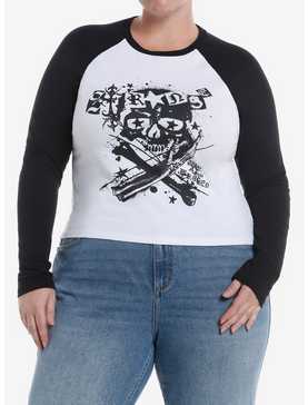 Strange Skull Girls Crop Raglan Long-Sleeve T-Shirt Plus Size, , hi-res