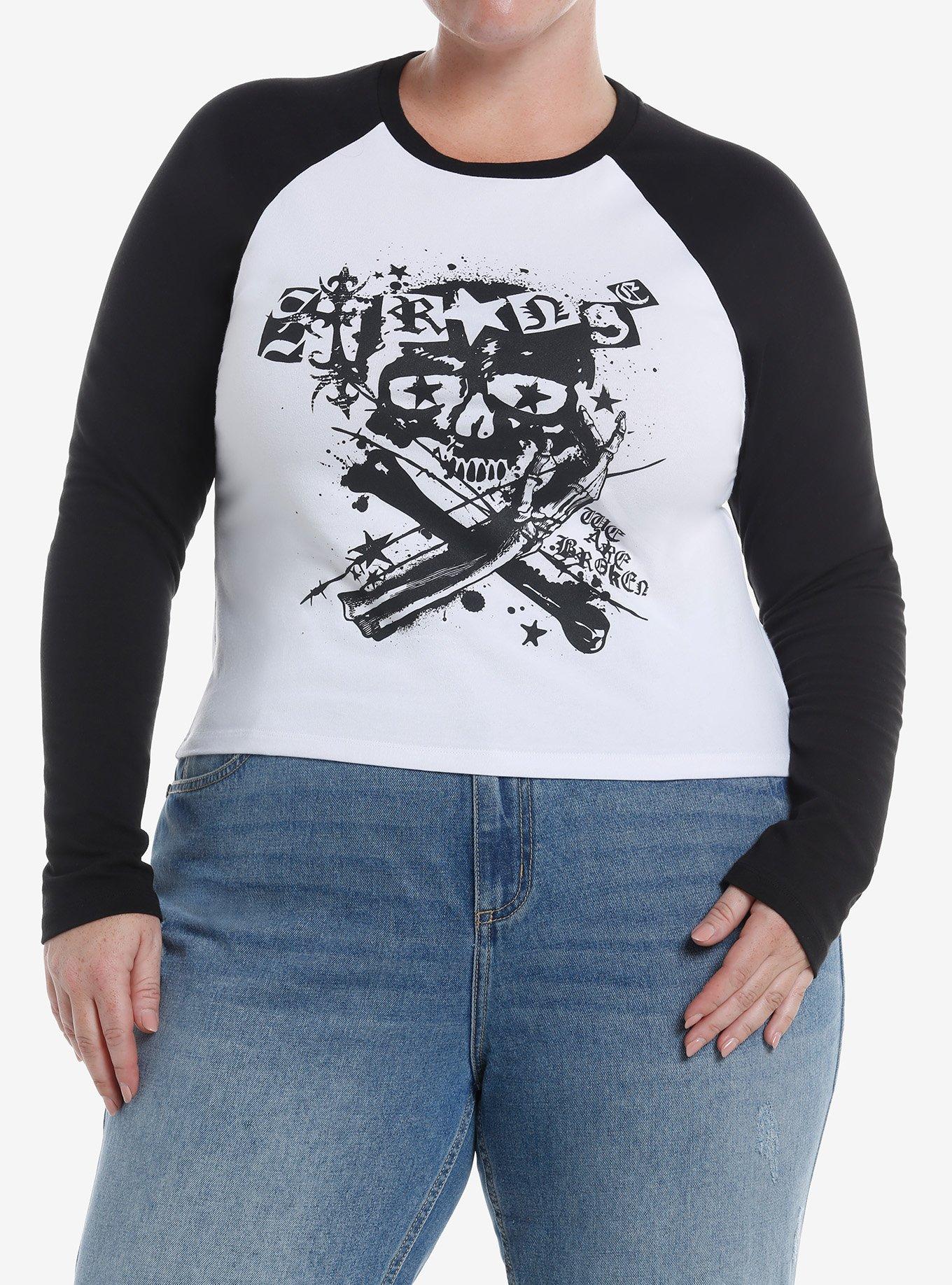 Strange Skull Girls Crop Raglan Long-Sleeve T-Shirt Plus Size, , hi-res