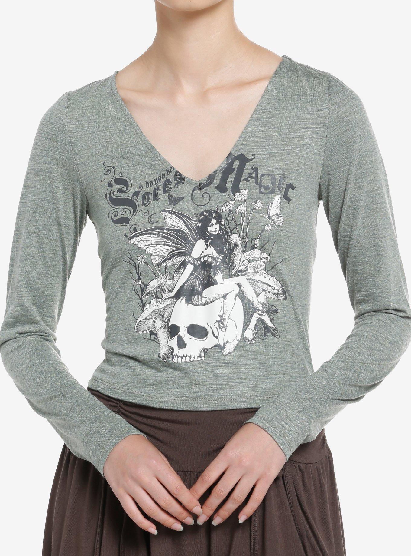 Thorn & Fable Skull Fairy Girls Long-Sleeve Top, , hi-res