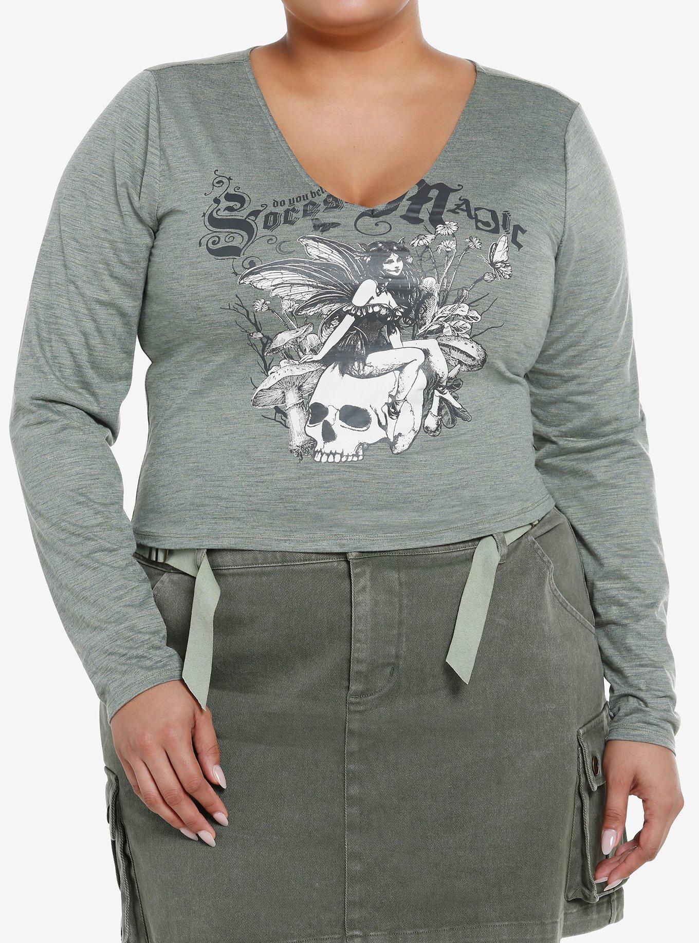 Thorn & Fable Skull Fairy Girls Long-Sleeve Top Plus Size, IVORY, hi-res