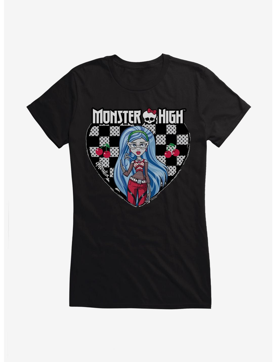 Monster High Ghoulia Yelps Checkerboard Heart Girls T-Shirt, BLACK, hi-res