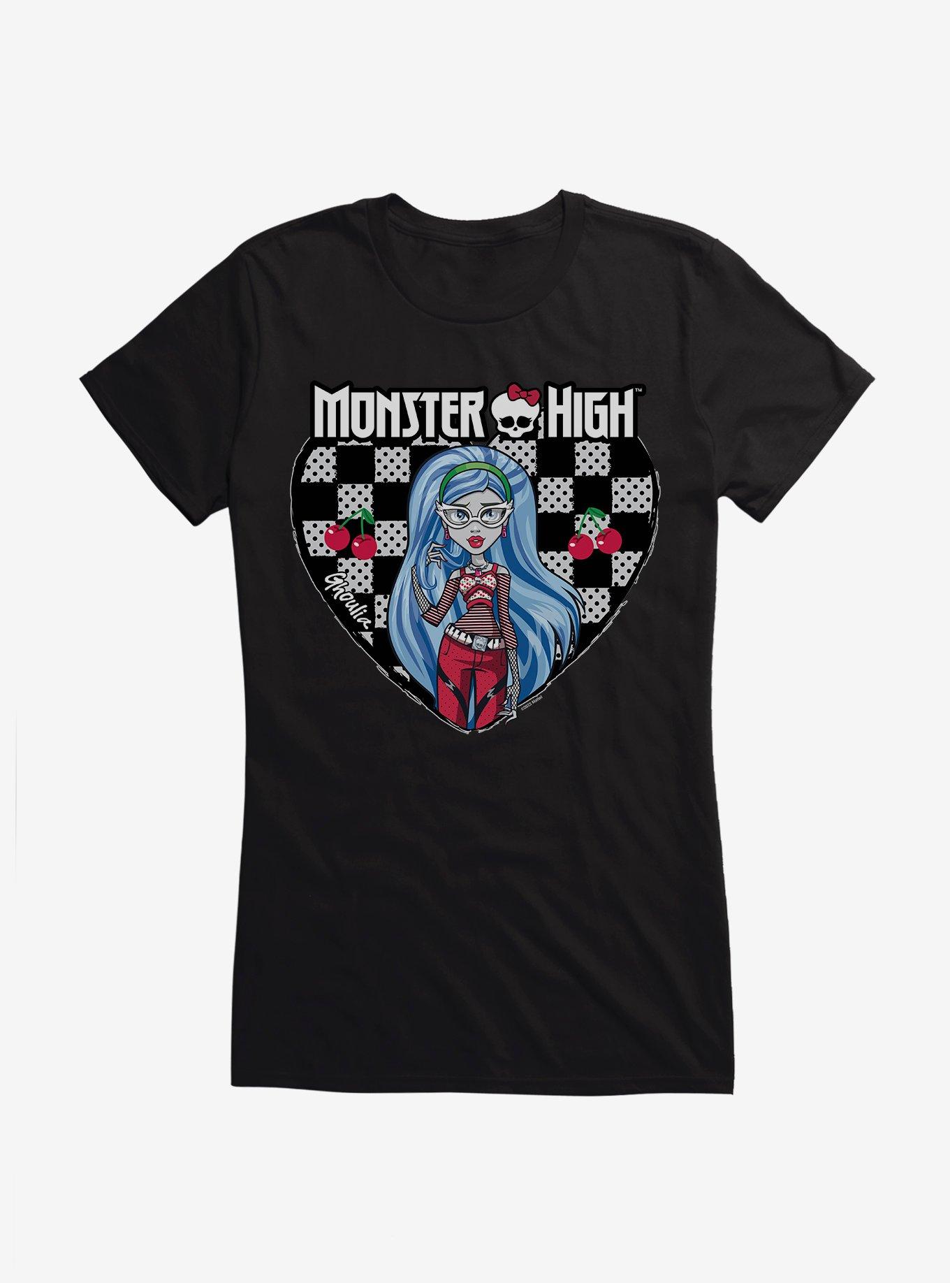 Monster High Ghoulia Yelps Checkerboard Heart Girls T-Shirt, BLACK, hi-res