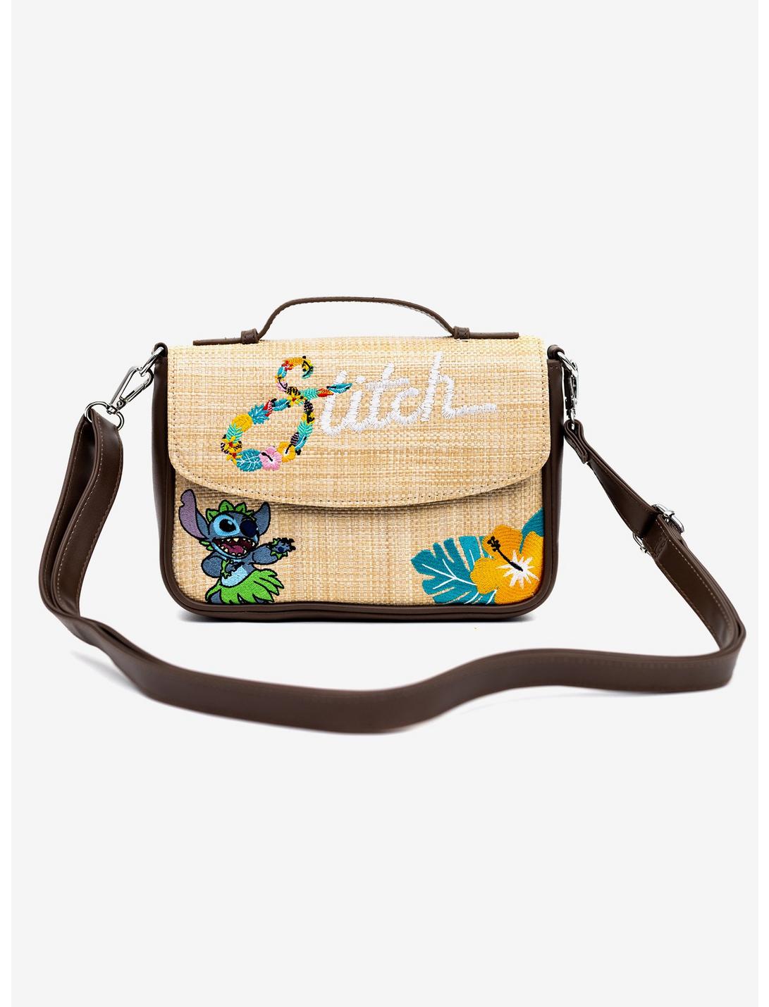 Disney Lilo & Stitch Embroidered Poses Straw Crossbody Bag, , hi-res