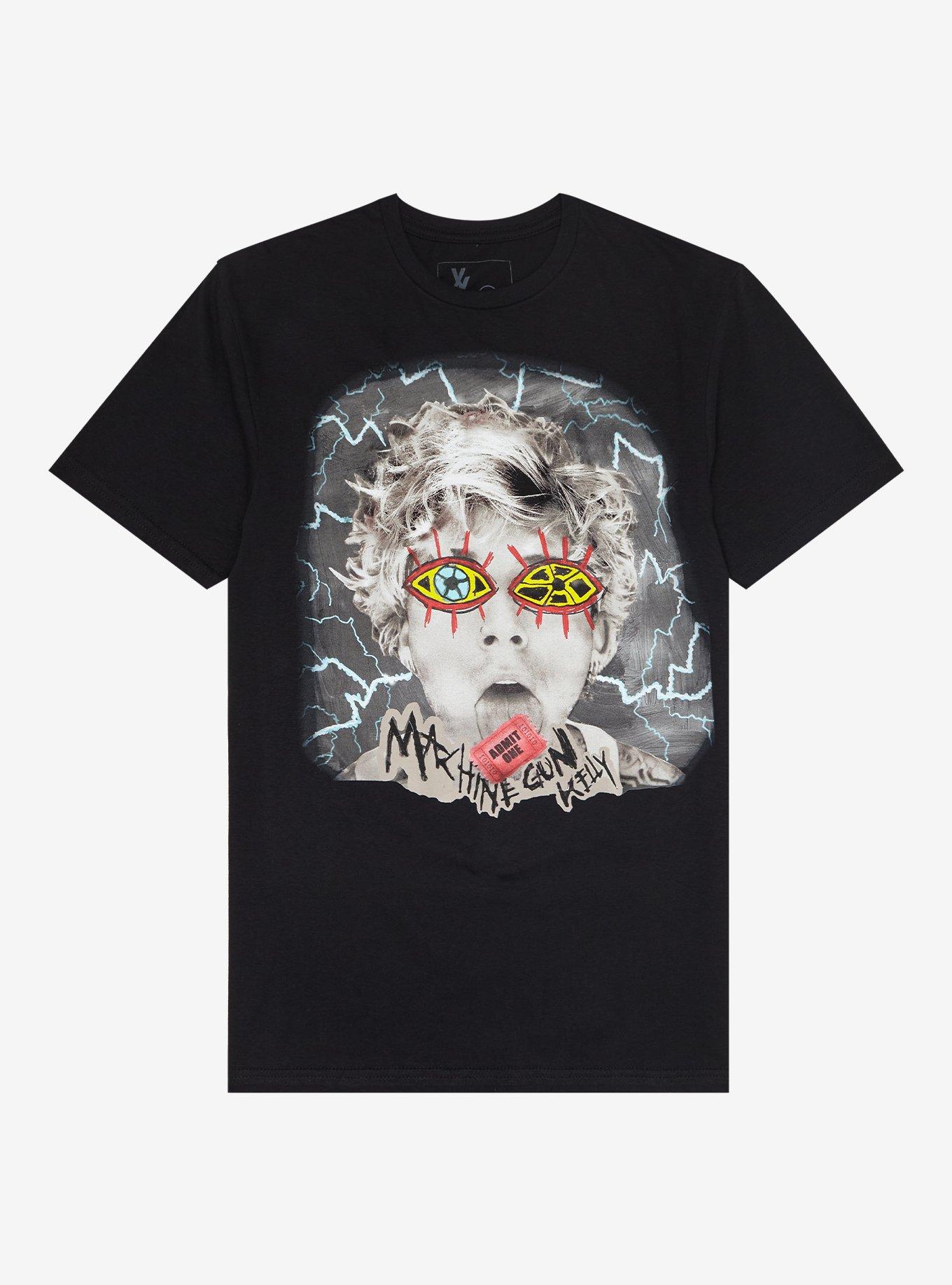 Machine Gun Kelly Art Eyes Lightning T-Shirt, BLACK, hi-res