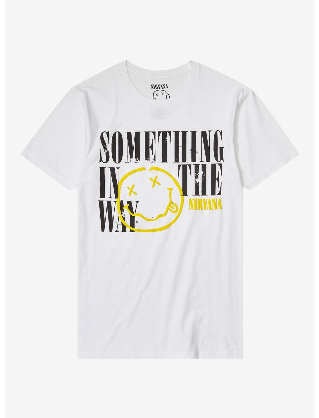 Nirvana Something In The Way Puff Paint T-Shirt, BRIGHT WHITE, hi-res