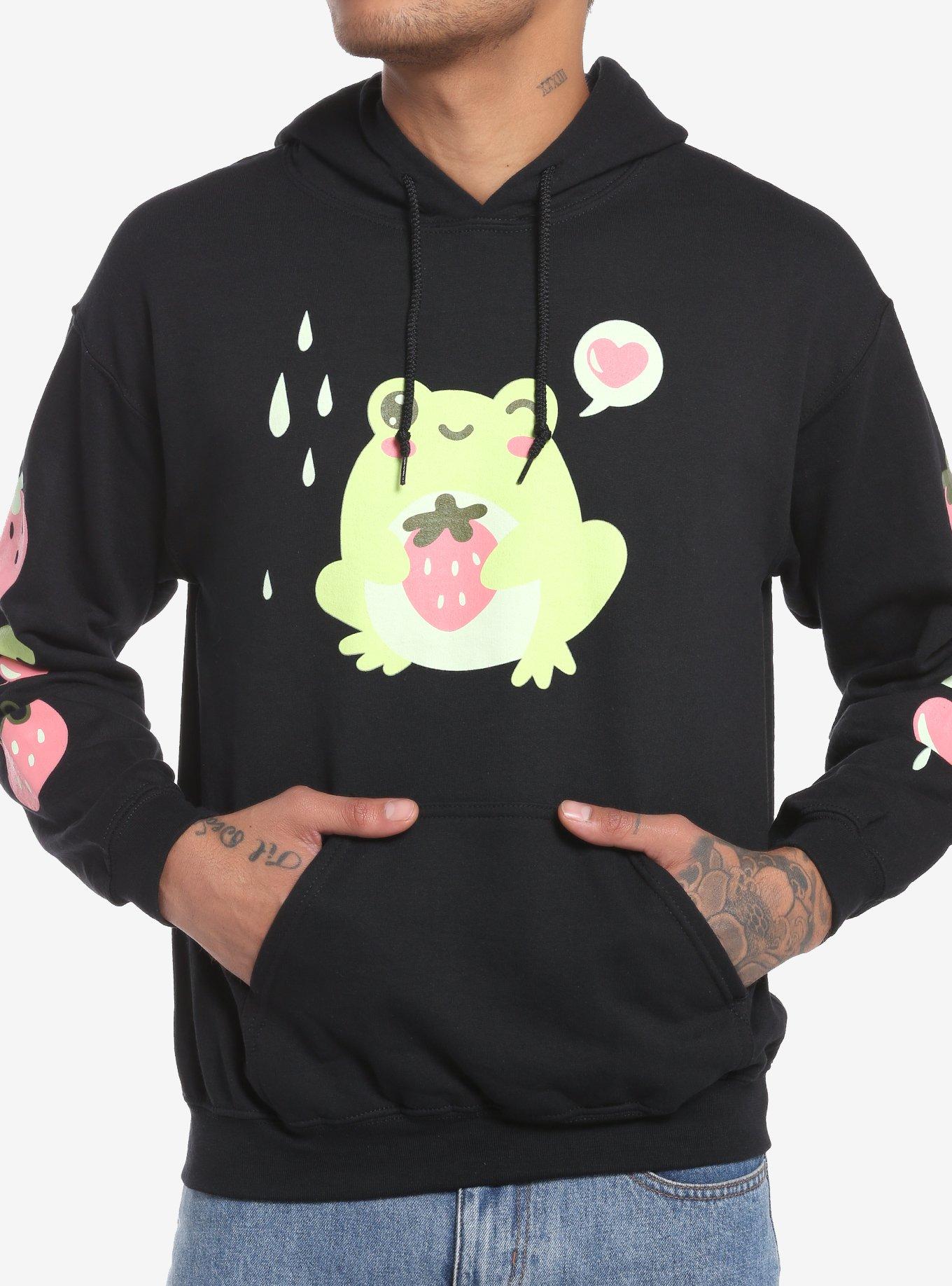 Strawberry Frog Hoodie, BLACK, hi-res