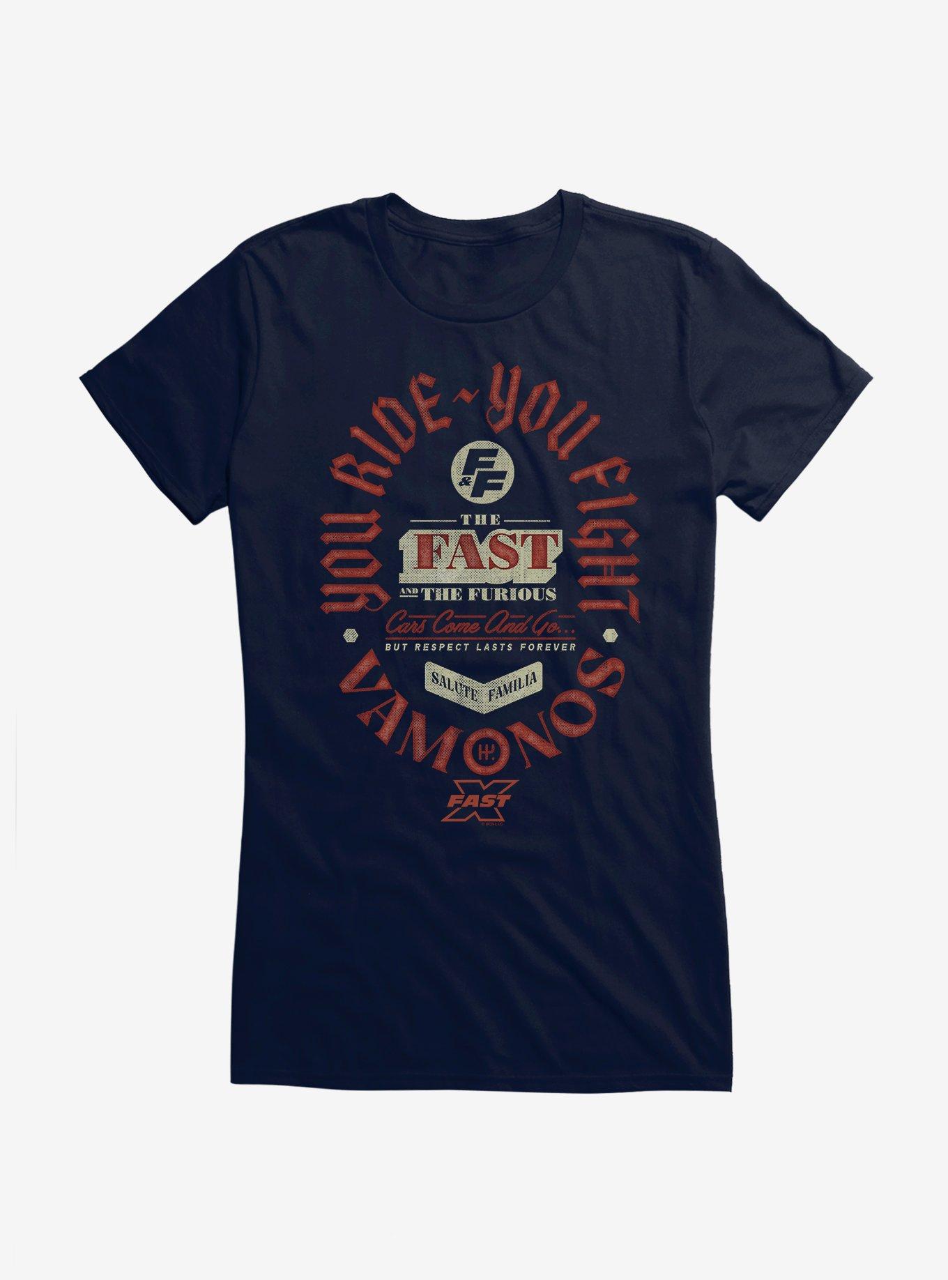 Fast X You Ride You Fight Girls T-Shirt, NAVY, hi-res