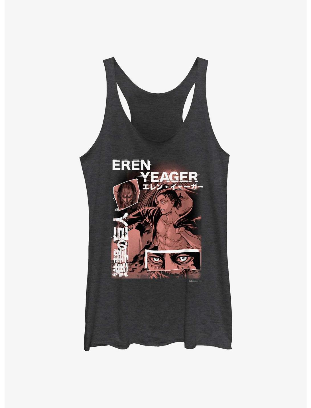 Attack on Titan Eren Yeager Collage Womens Tank Top, BLK HTR, hi-res