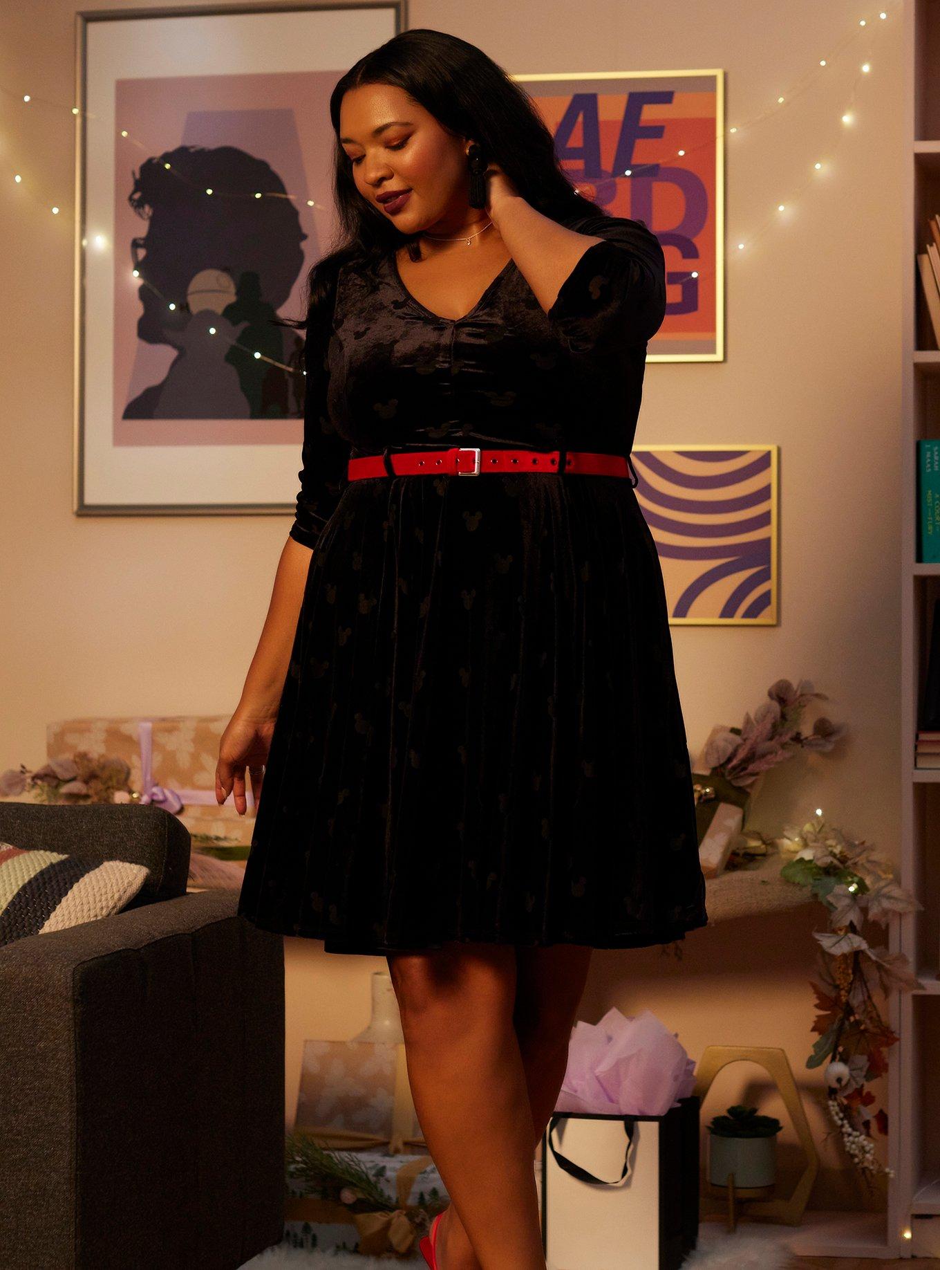 Her Universe Disney Mickey Mouse Velvet Retro Dress Plus Size Her Universe Exclusive, , hi-res