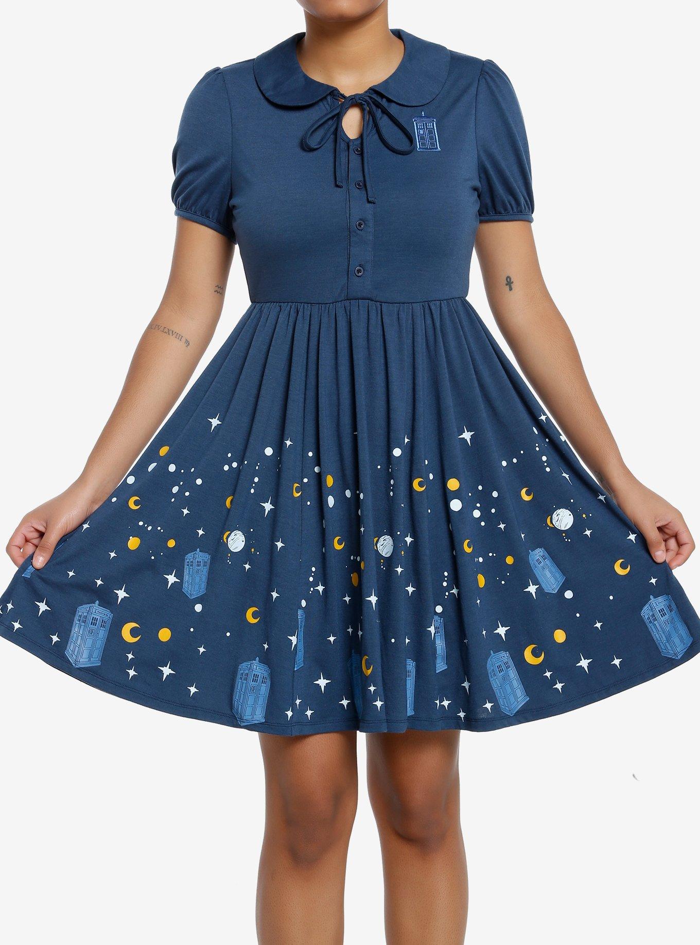 Doctor Who TARDIS Starry Night Dress, BLUE  NAVY, hi-res