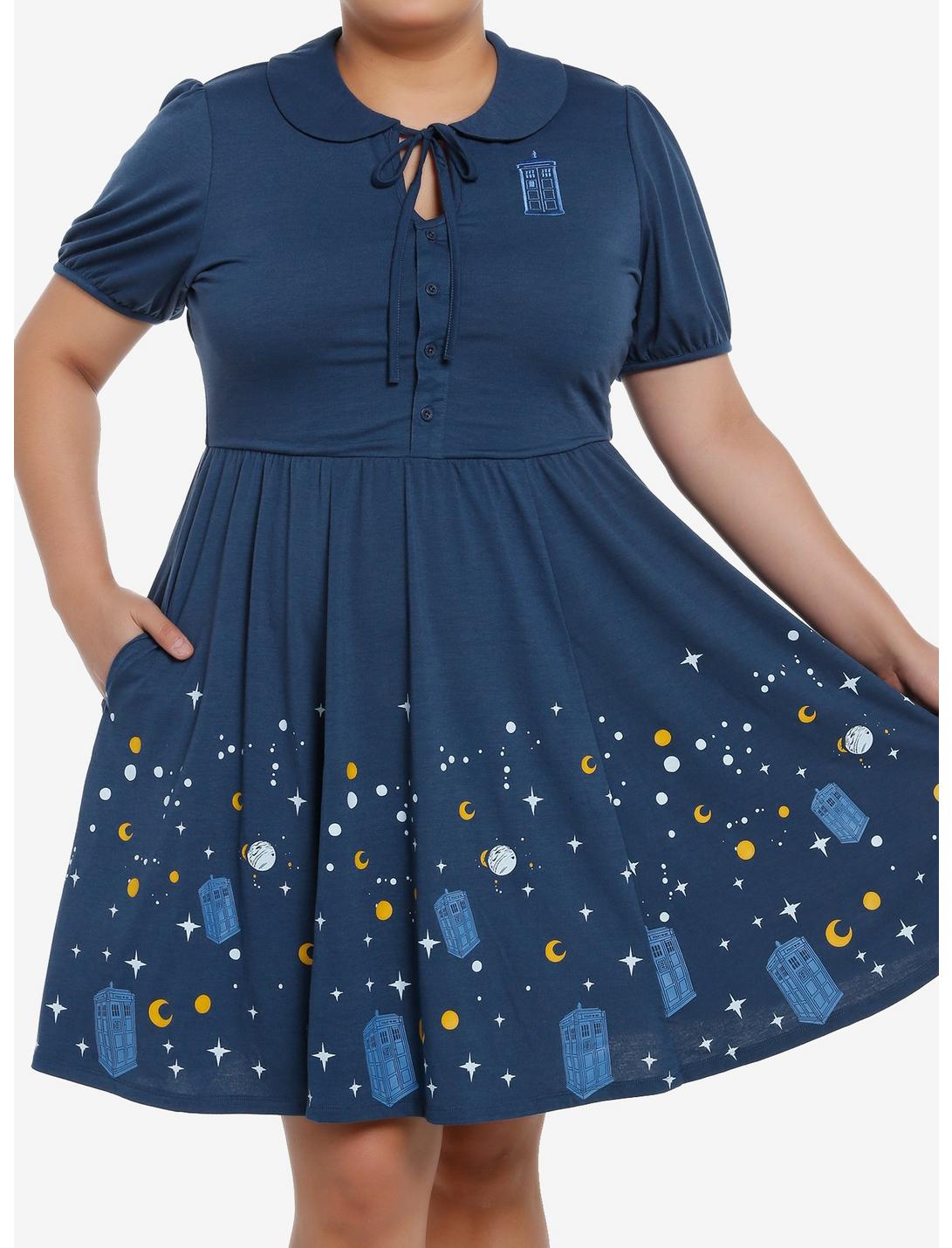 Doctor Who TARDIS Starry Night Dress Plus Size, BLUE  NAVY, hi-res