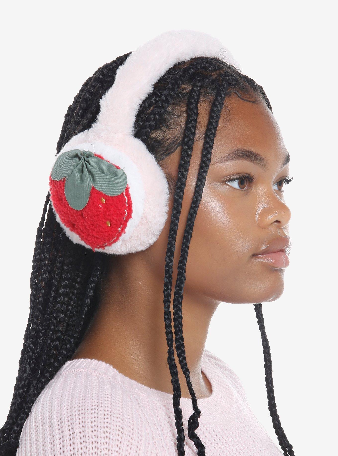 Strawberry Plush Earmuffs | Hot Topic