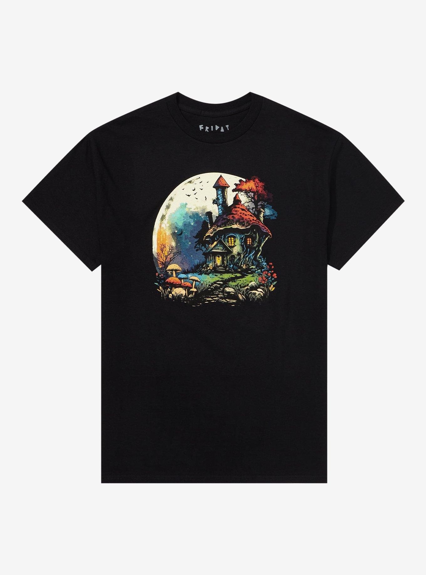 Mushroom Cottage T-Shirt By Friday Jr, BLACK, hi-res