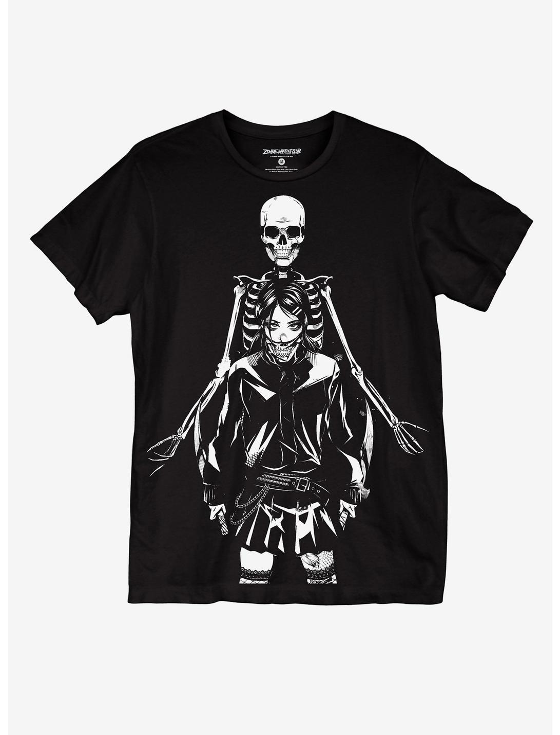 Skeleton Mask Girl T-Shirt By Zombie Makeout Club, BLACK, hi-res