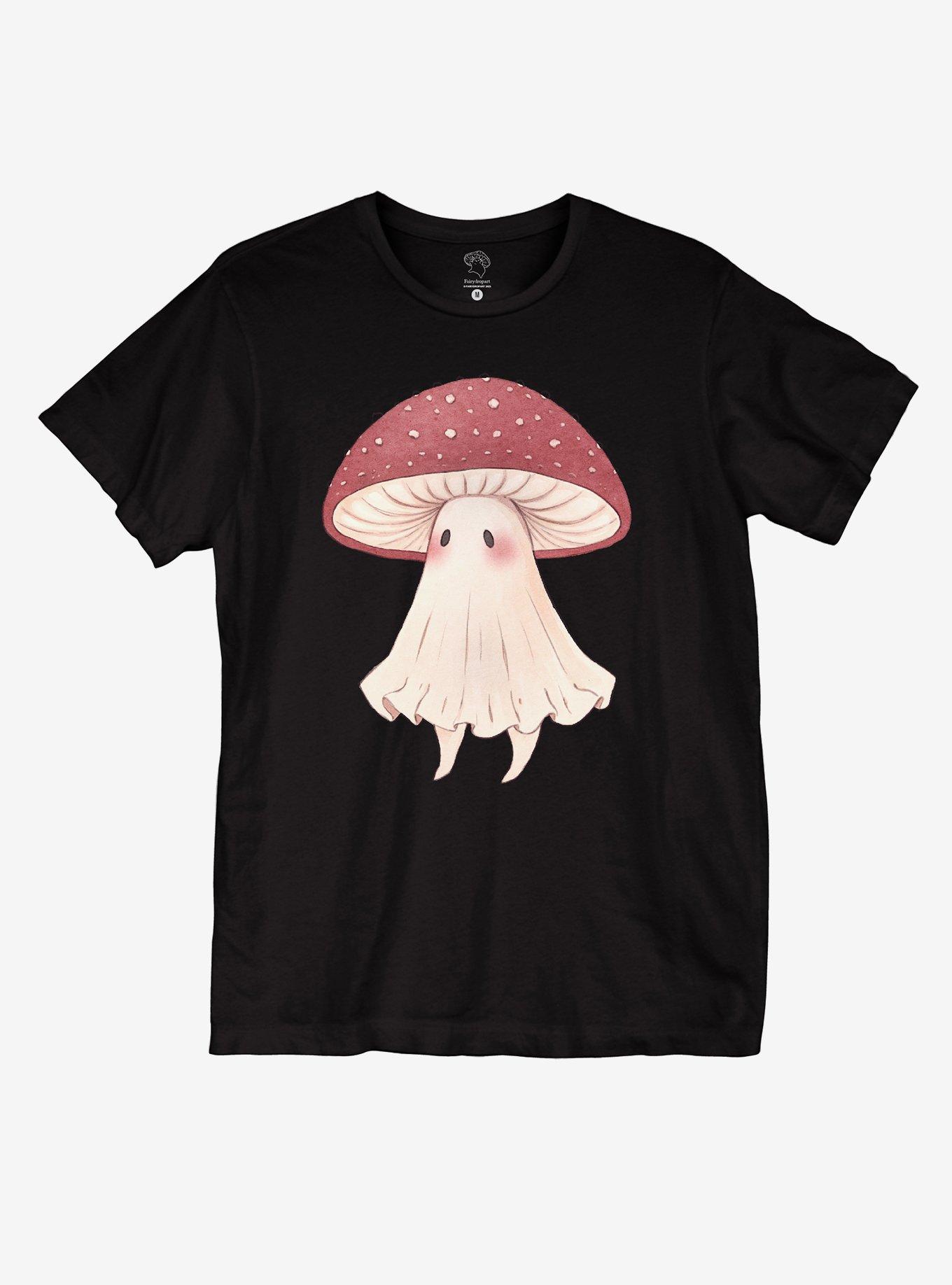 Mushroom Ghost T-Shirt By Fairydrop, BLACK, hi-res