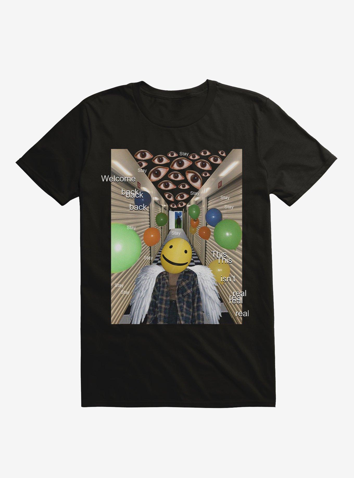 Welcome Back Happy Angel Collage T-Shirt, BLACK, hi-res