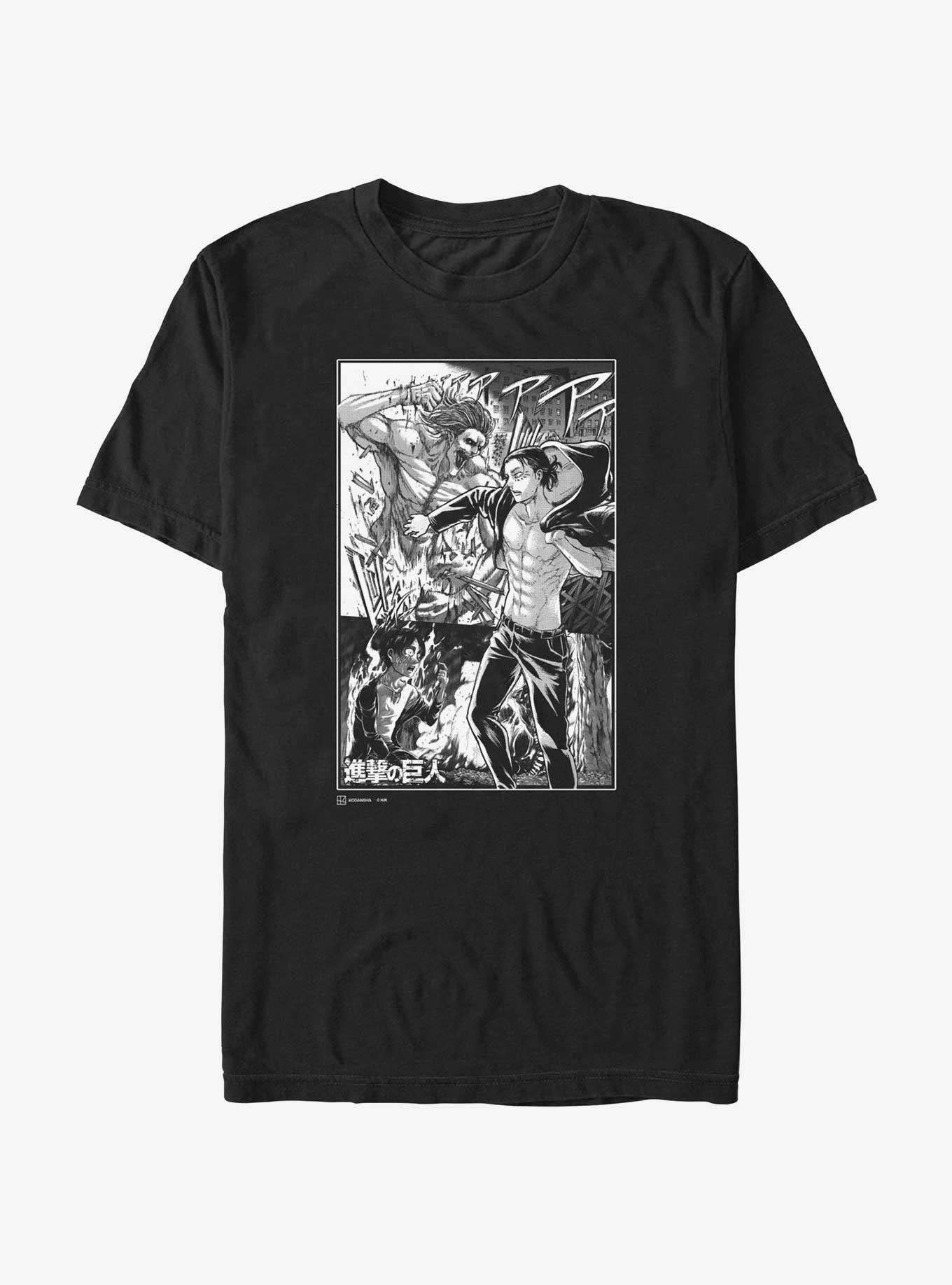 Attack on Titan Eren Yeager Manga Collage T-Shirt, BLACK, hi-res