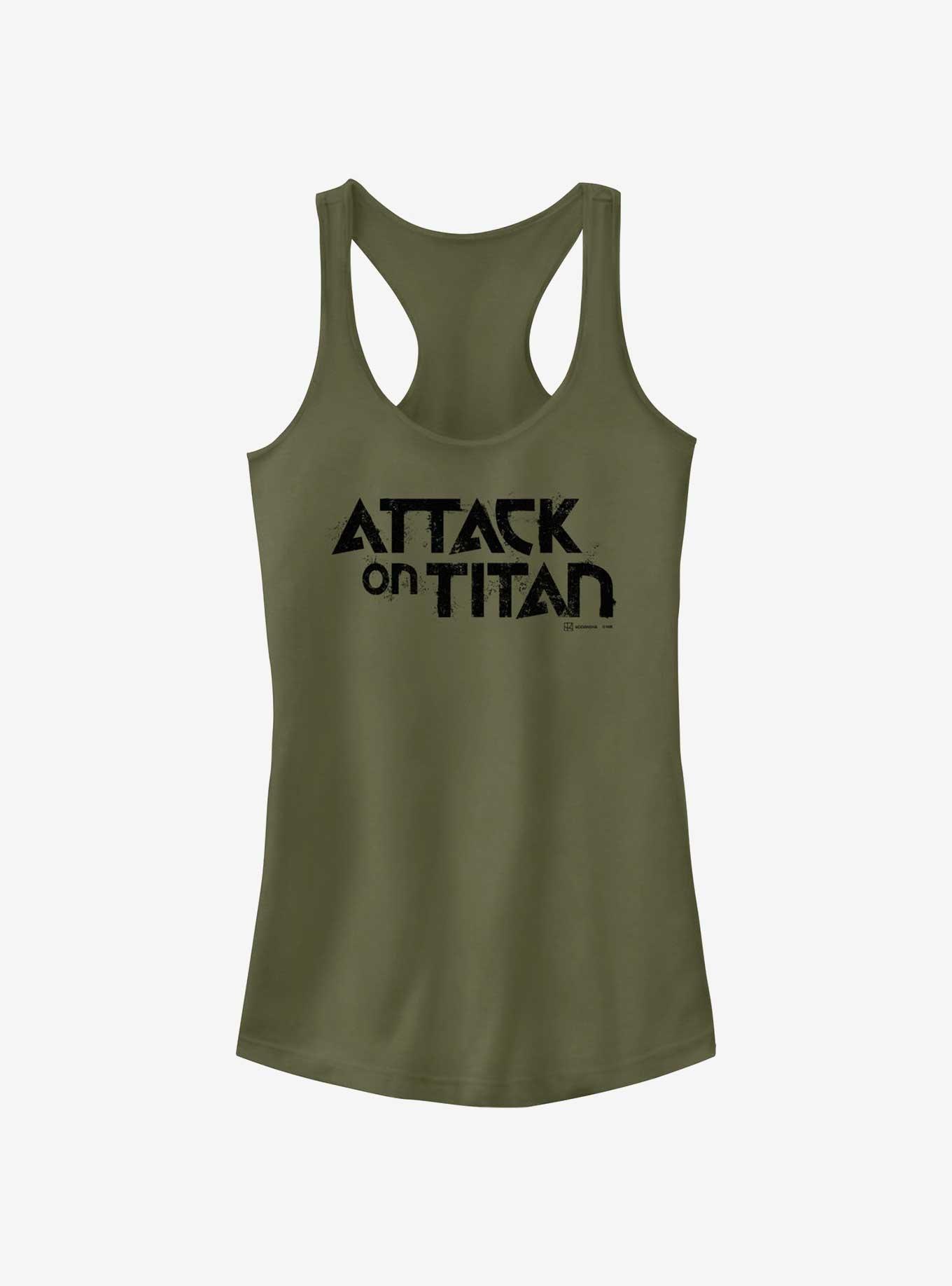 Attack on Titan Logo Girls Tank, MIL GRN, hi-res