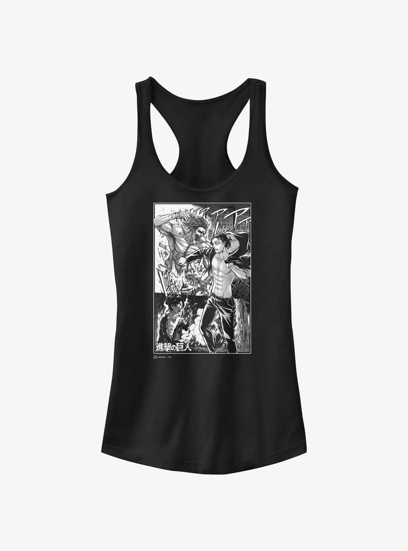 Attack on Titan Eren Yeager Manga Collage Girls Tank, BLACK, hi-res