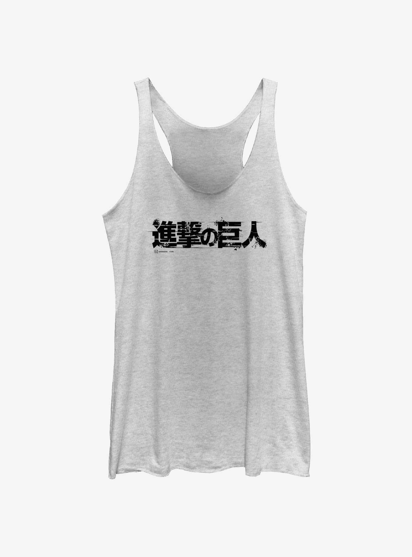 Attack on Titan Japanese Logo Girls Tank, WHITE HTR, hi-res