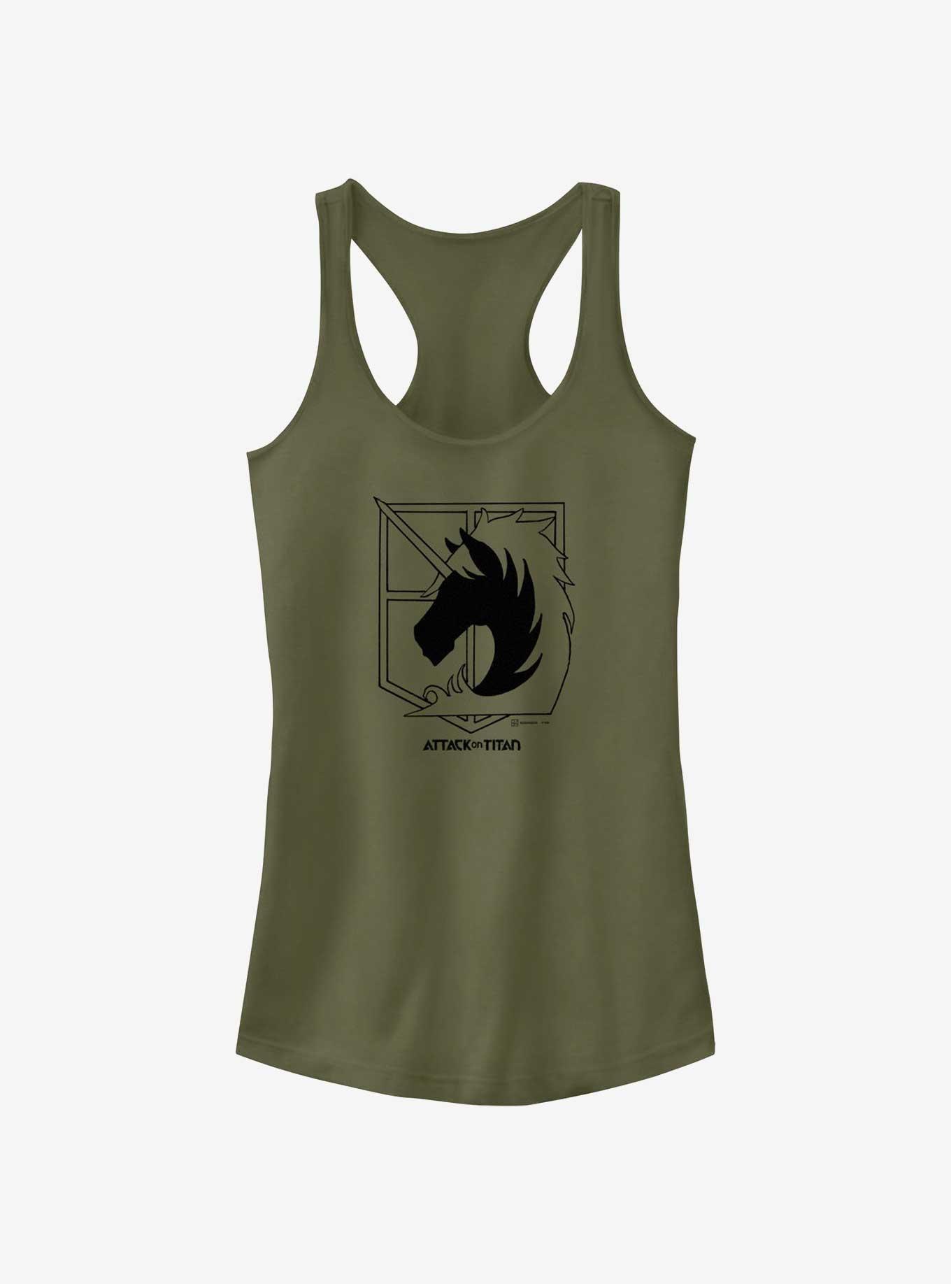 Attack on Titan Police Regiment Logo Girls Tank, MIL GRN, hi-res