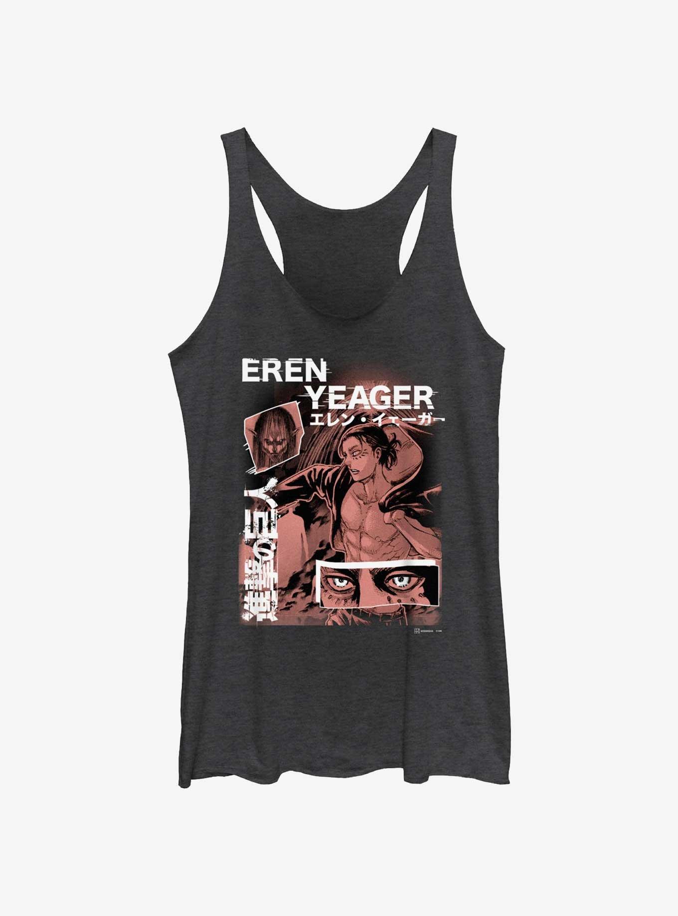 Attack on Titan Eren Yeager Collage Girls Tank, BLK HTR, hi-res