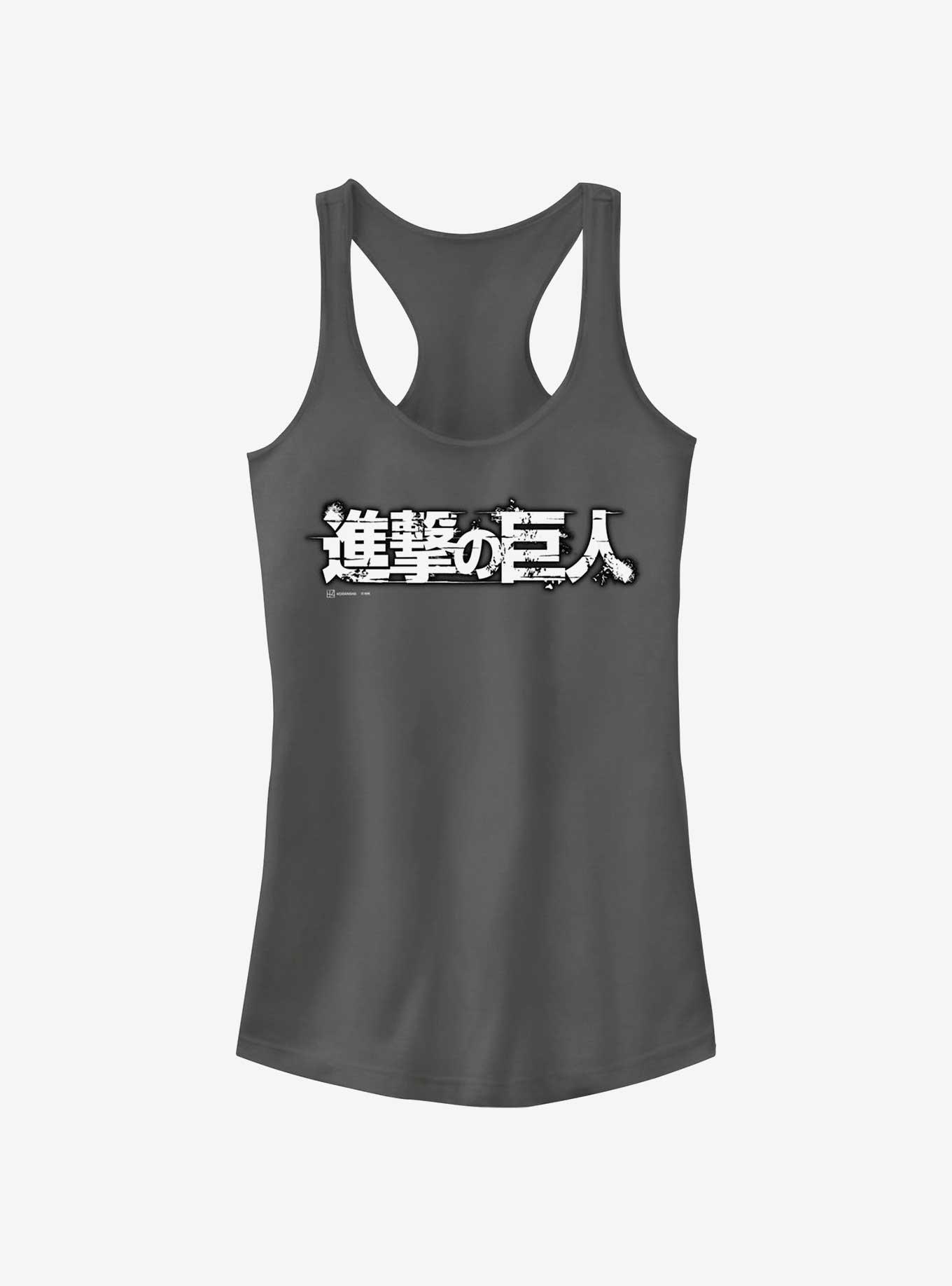 Attack on Titan Japanese Logo Girls Tank, CHARCOAL, hi-res