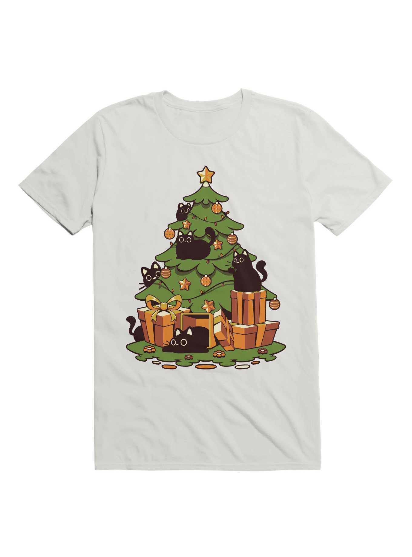 Black Cats On Christmas Tree T-Shirt, , hi-res