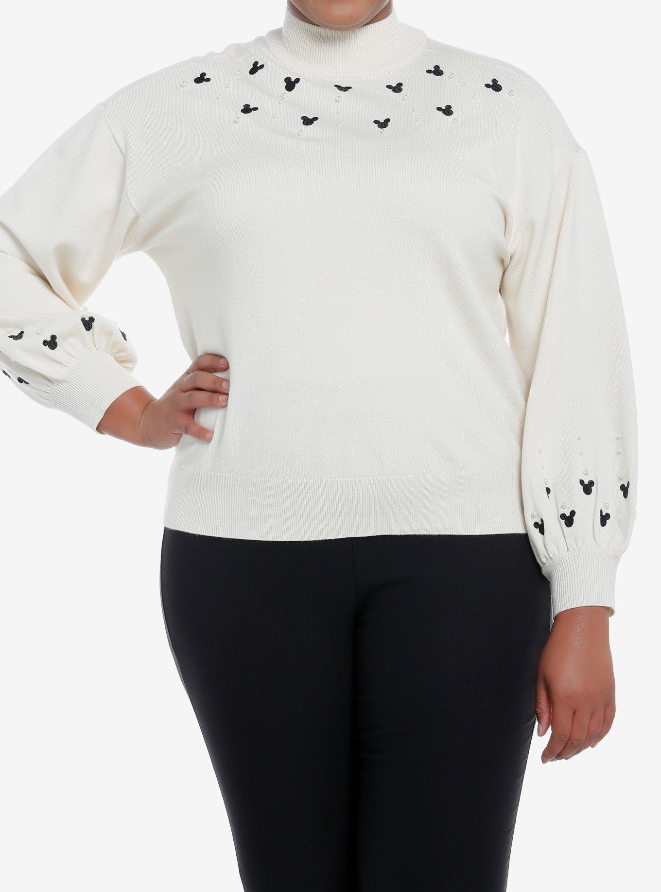 Her Universe Disney Mickey Mouse Pearl Sweater Plus Size Her Universe Exclusive, CREAM, hi-res