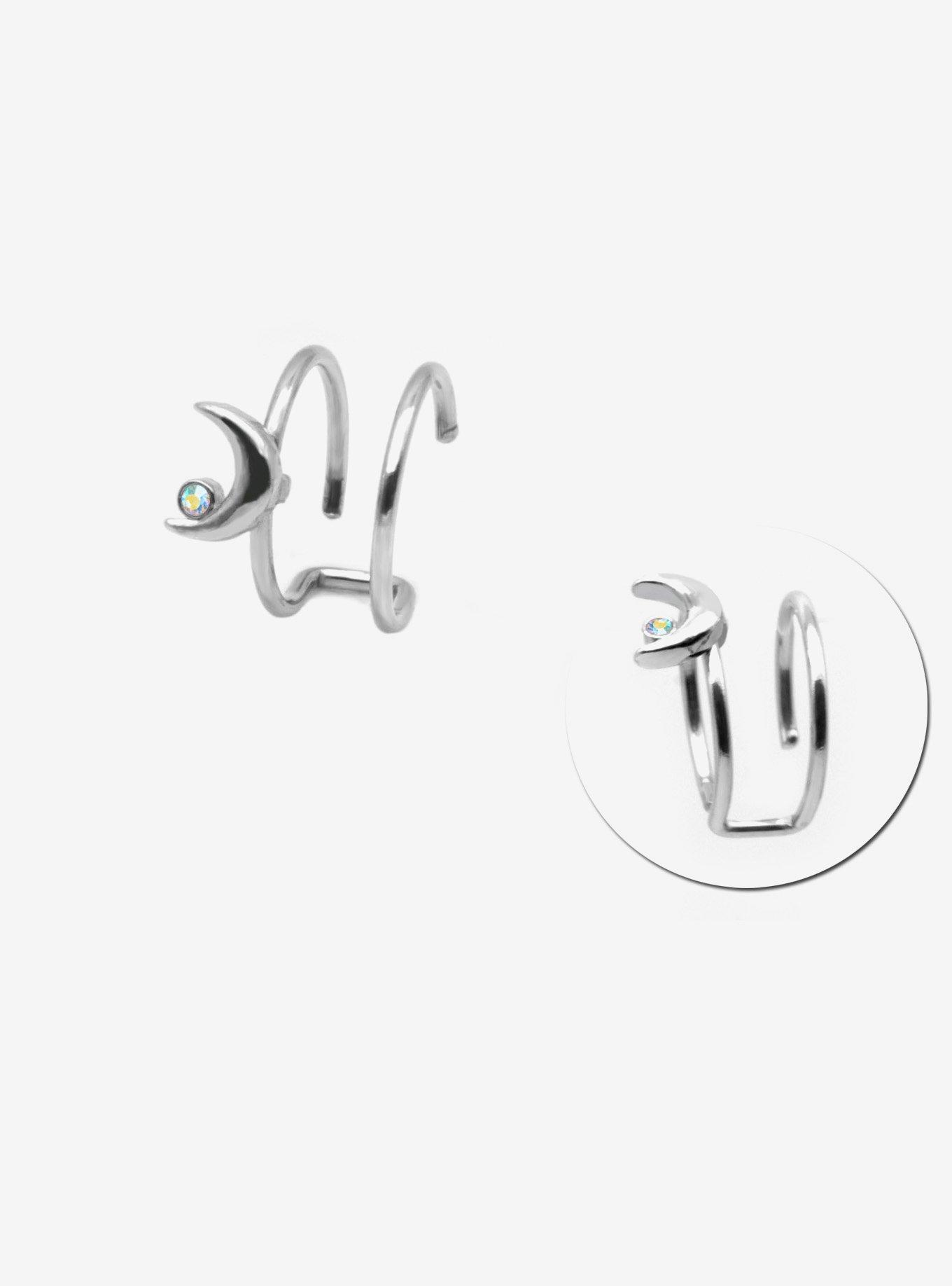 Steel Moon Double Nose Hoop 2 Pack Hot Topic