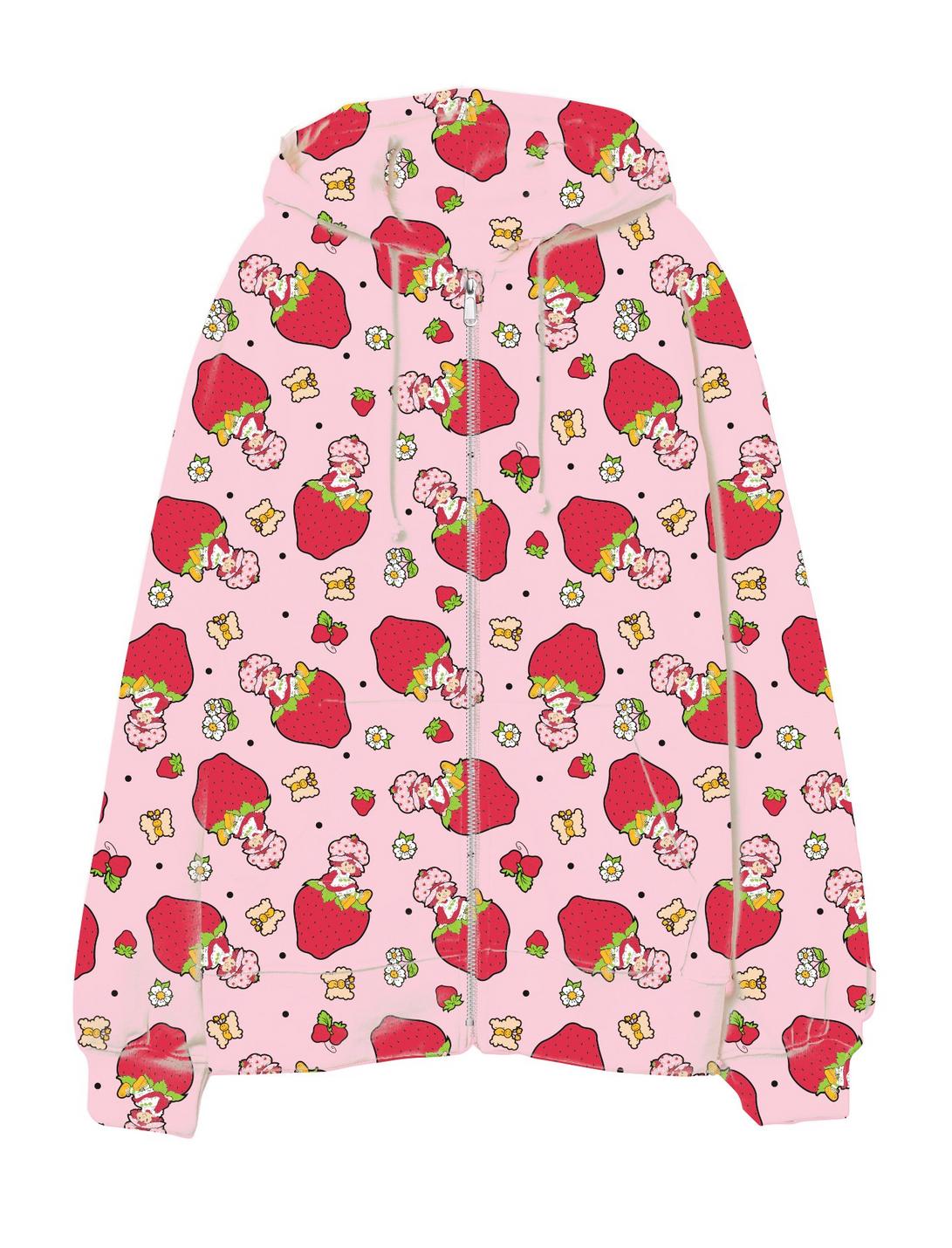 Strawberry Shortcake Floral Girls Oversized Hoodie, RED, hi-res